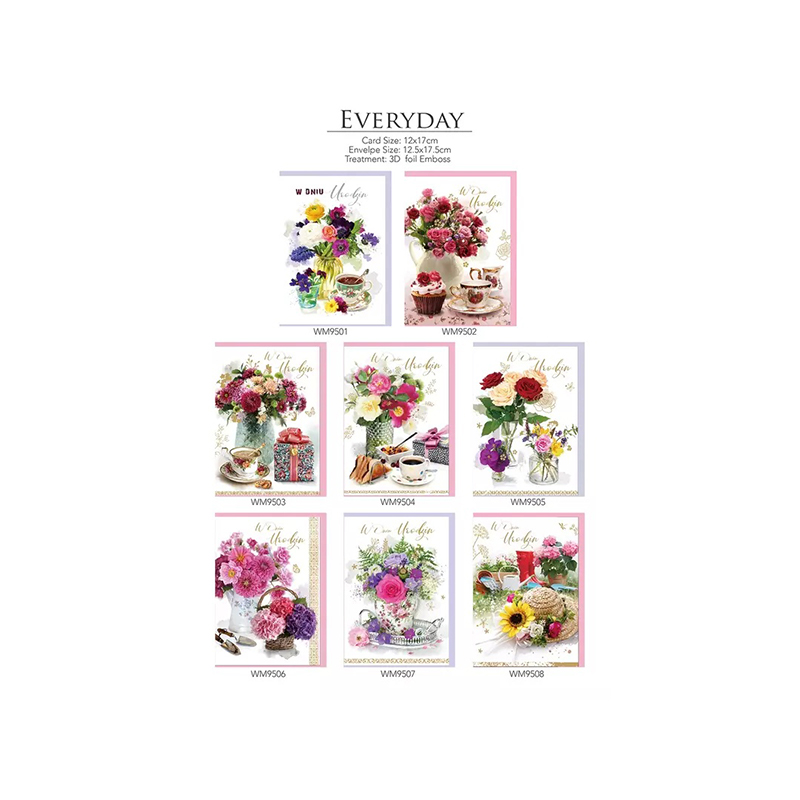 Grußkarte im zarten Blumen-Frühstückskaffee-Stil