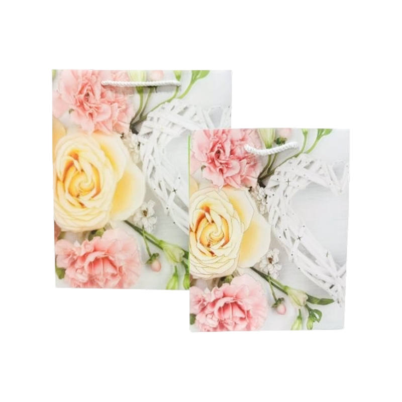 Individuelle Geschenktüten aus Papier mit Blumenmustern und Ihrem exklusiven Logo