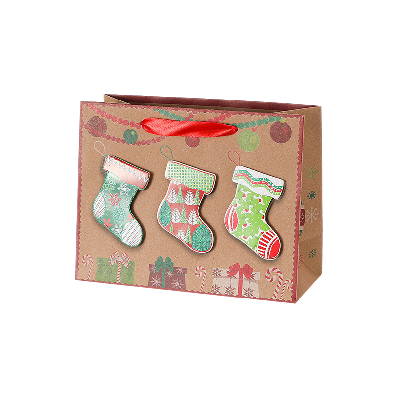 Weihnachtsbedruckte Geschenktüte aus Kraftpapier, saisonal dekorativ