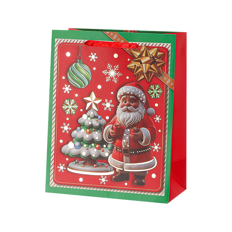 Weihnachtsbedruckte Geschenktüte aus Kraftpapier, saisonal dekorativ